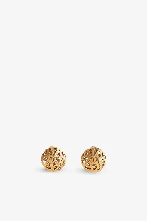 Reselfridges Womens Pre-Loved Chanel Cc Yellow -Plated Metal Earrings