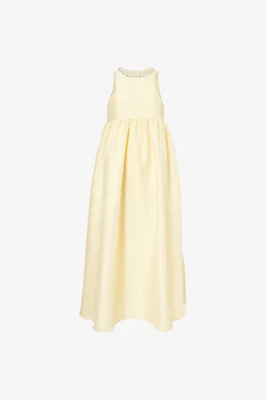 Sister Jane Womens Darya Jewel-Neck Woven Midi Dress