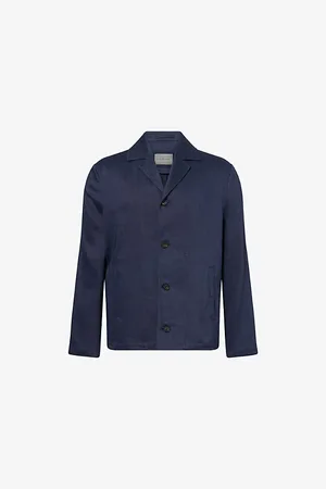 corneliani Mens Regular-Fit Long-Sleeve Linen and Wool-Blend Overshirt