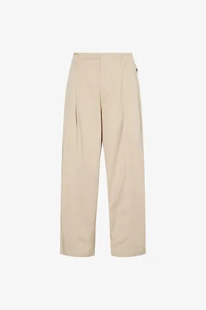 LEMAIRE Mens Pleated Wide-Leg Cotton Trousers
