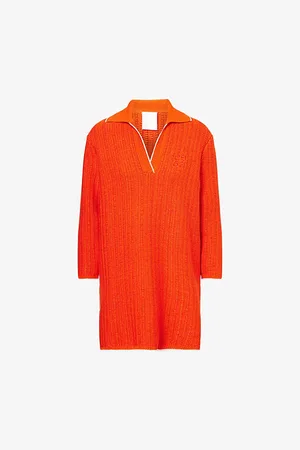 Givenchy Womens 4g Knitted Cotton and Wool-Blend Mini Polo Dress