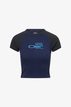 Obey Womens Cosmic Dreams Cropped Stretch-Cotton Top