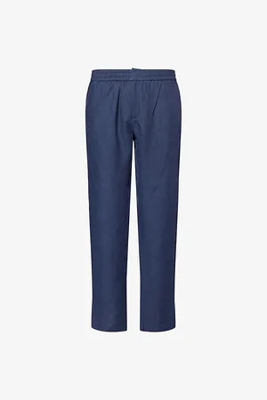 Sunspel Mens Drawstring Straight-Leg Linen Trousers