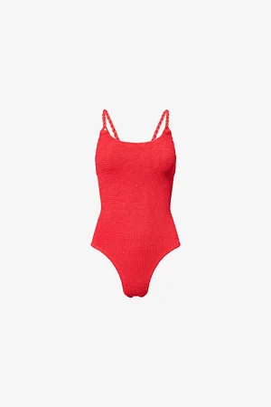 Hunza G Womens Camille Braided-Strap Crinkle-Effect Swimsuit