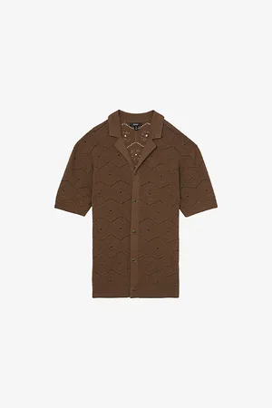 Reiss Mens Royce Pointelle Short-Sleeve Cotton Shirt
