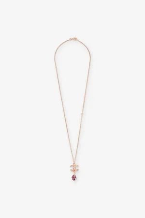 Reselfridges Womens Pre-Loved Chanel -Plated Cc Crystal and Amethyst Pendant Necklace