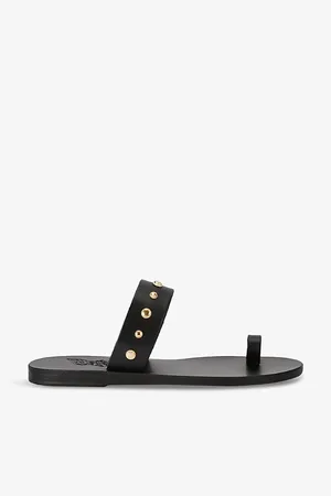 Ancient Greek Sandals Womens Thalia Bee Pendant-Embellished Flat Leather Sandals