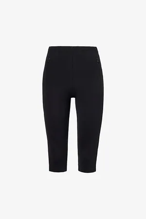 WARDROBE.NYC Womens Zip-Pocket Stretch-Woven Cropped Leggings