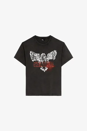 The Kooples Womens Graphic-Print Short-Sleeve Cotton T-Shirt