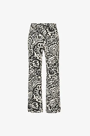 Max Mara Womens Cadmio Textured Straight-Leg High-Rise Stretch-Cotton Trousers