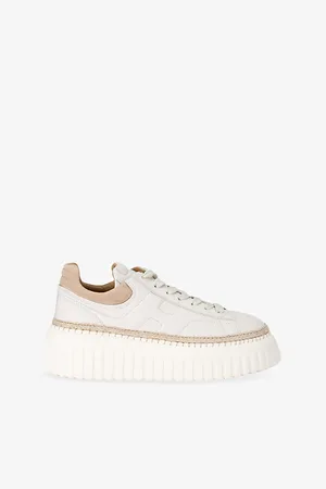 Hogan Womens H-Stripes Logo-Print Leather Low-Top Trainers