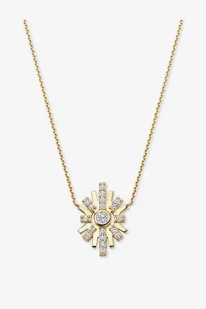 ASTLEY CLARKE Womens Atomic 14ct Yellow- and 0.254ct Lab-Grown Diamond Drop Pendant Necklace