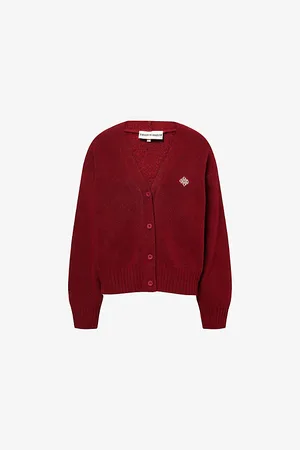 The Couture Club Womens Emblem Fluffy Knitted Cardigan