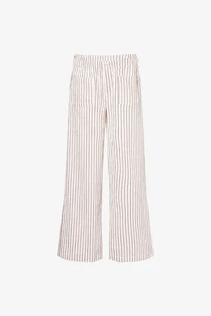 The Couture Club Womens Stripe-Print Straight-Leg Mid-Rise Cotton-Blend Trousers