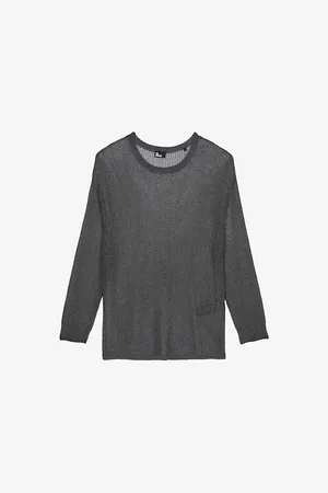 The Kooples Womens Round-Neck Relaxed-Fit Metallic Knitted Jumper