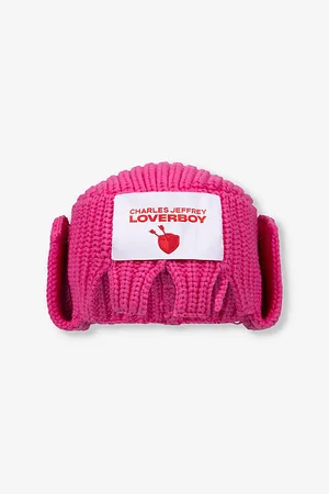 Charles Jeffrey Loverboy Mens Archer Logo-Patch Knitted Beanie