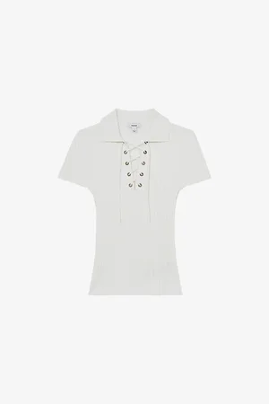 Reiss Womens Poppy Lace-Up Knitted Top