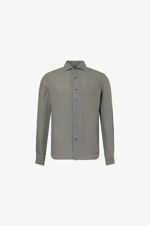 corneliani Mens Long-Sleeve Regular-Fit Linen Shirt