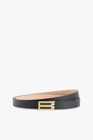 Victoria Beckham Womens Micro Frame Gold-Toned Hardware Leather Belt