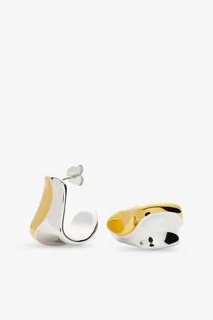 Missoma Womens Sculptural Molten 18ct Yellow Gold-Plated and Rhodium-Plated Brass Hoop Earrings