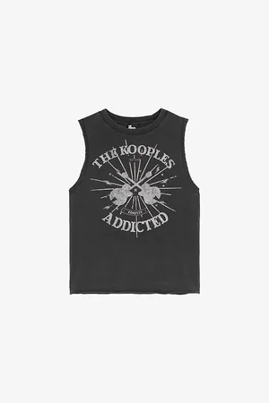 The Kooples Womens Round-Neck Graphic-Print Sleeveless Cotton T-Shirt