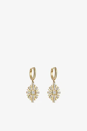 ASTLEY CLARKE Womens Atomic 14ct Yellow- and 0.44ct Lab-Grown Diamond Drop Earrings