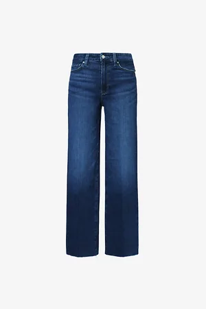 Paige Womens Anessa Raw-Cuff Straight-Leg Stretch-Denim Jeans