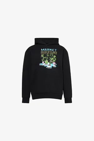 MARKET Mens x London Flower Plant Graphic-Print Cotton-Jersey Hoody