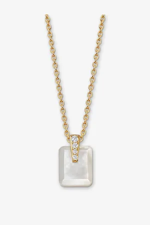ASTLEY CLARKE Womens Deco 18ct Yellow Vermeil, Sapphire and Mother-Of-Pearl Pendant Necklace