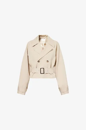 Frame Womens Uniform Cropped Cotton Trench Coat