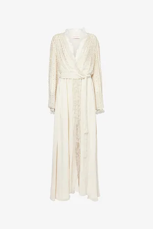 VALENTINO GARAVANI Womens Embroidered Long-Sleeve Silk Gown