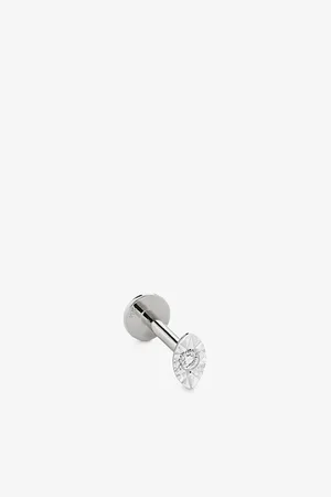 Monica Vinader Marquis Labret 14ct White-Gold and 0.015ct Lab-Grown Brilliant-Cut Diamond Single Stud Earring