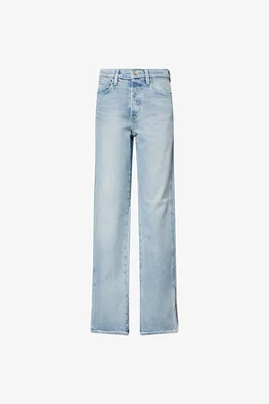 Paige Womens Sawyer Wide-Leg Denim-Blend Jeans