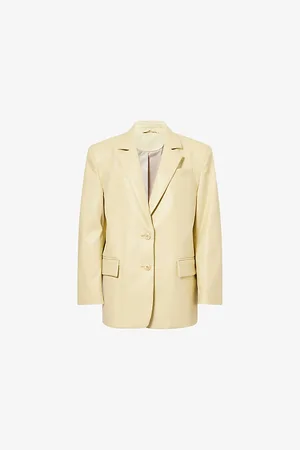 Stand Studio Womens Emmie Single-Breasted Faux-Leather Blazer