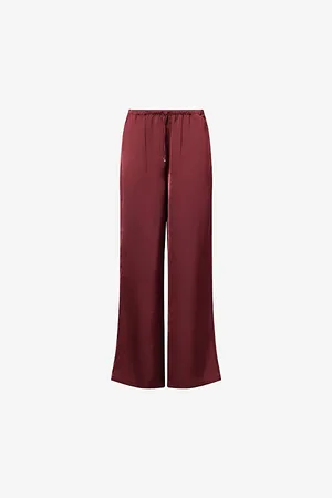 The Couture Club Womens Emblem Straight-Leg Mid-Rise Satin Trousers