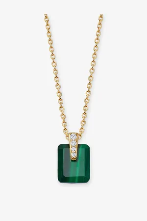 ASTLEY CLARKE Womens Deco 18ct Yellow Vermeil, Sapphire and Malachite Pendant Necklace