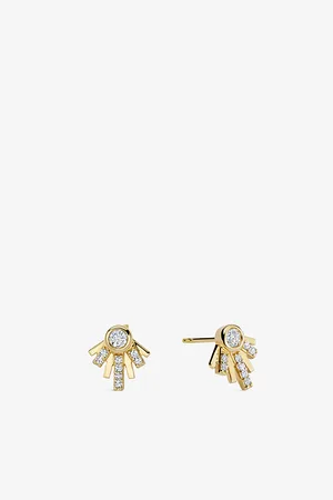 ASTLEY CLARKE Womens Atomic 14ct Yellow- and 0.2ct Lab-Grown Diamond Stud Earrings