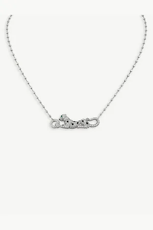 Cartier Panthère De 18ct White-Gold, Lacquer, Emerald and Diamond Necklace
