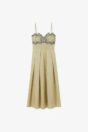 Claudie Pierlot Womens Floral-Embroidered Scoop-Neck Cotton Maxi Dress