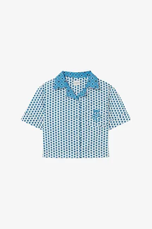 Claudie Pierlot Womens Logo-Embroidered Relaxed-Fit Cotton Shirt