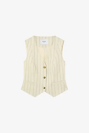 LK Bennett Womens Ami Petite Pinstripe Linen Waistcoat