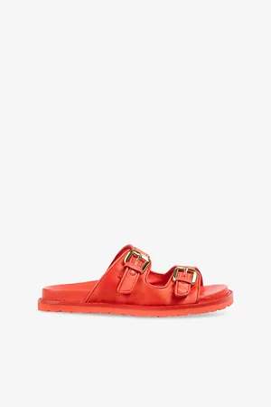 LK Bennett Womens Capri Buckle Satin Flat Sandals