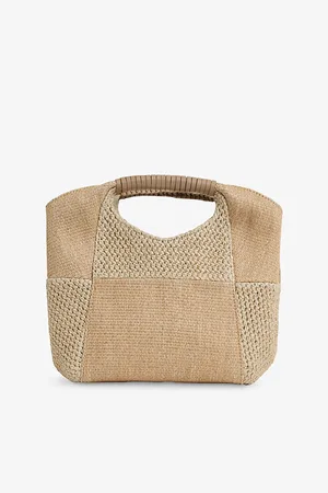 Reiss Womens Raffia Top-Handle Clutch