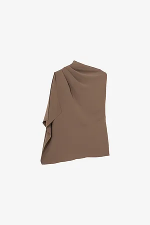 Reiss Womens Elle One-Shoulder Draped Woven Top
