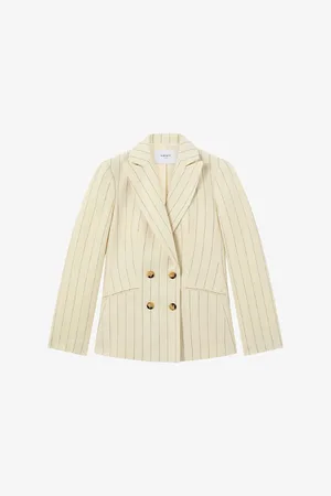 LK Bennett Womens Amore Petite Pinstripe Double-Breasted Linen Blazer
