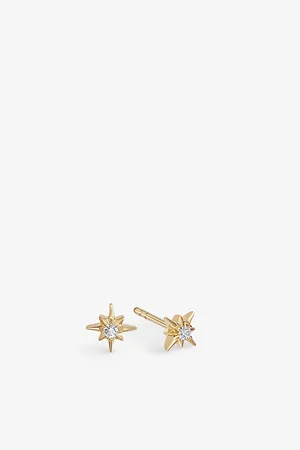 ASTLEY CLARKE Womens Polaris Star 18ct Yellow Gold-Plated Vermeil Sterling-Silver and White Sapphire Stud Earrings