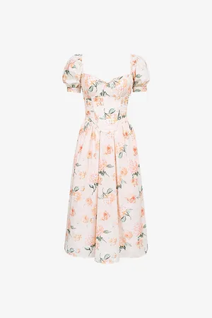 House Of Cb Womens Lulabell Floral-Print Stretch-Cotton Midi Dress