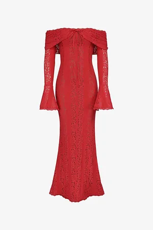 House Of Cb Womens Belle Off-Shoulder Lace Maxi Dress