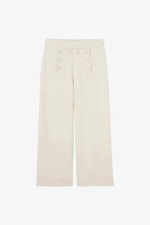 Claudie Pierlot Womens Button-Embellished Straight-Leg Stretch-Woven Trousers