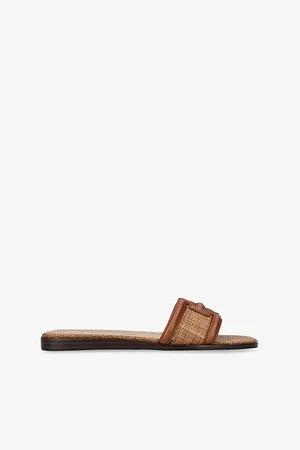 Sam Edelman Womens Irina Branded-Strap Leather and Woven Sandals